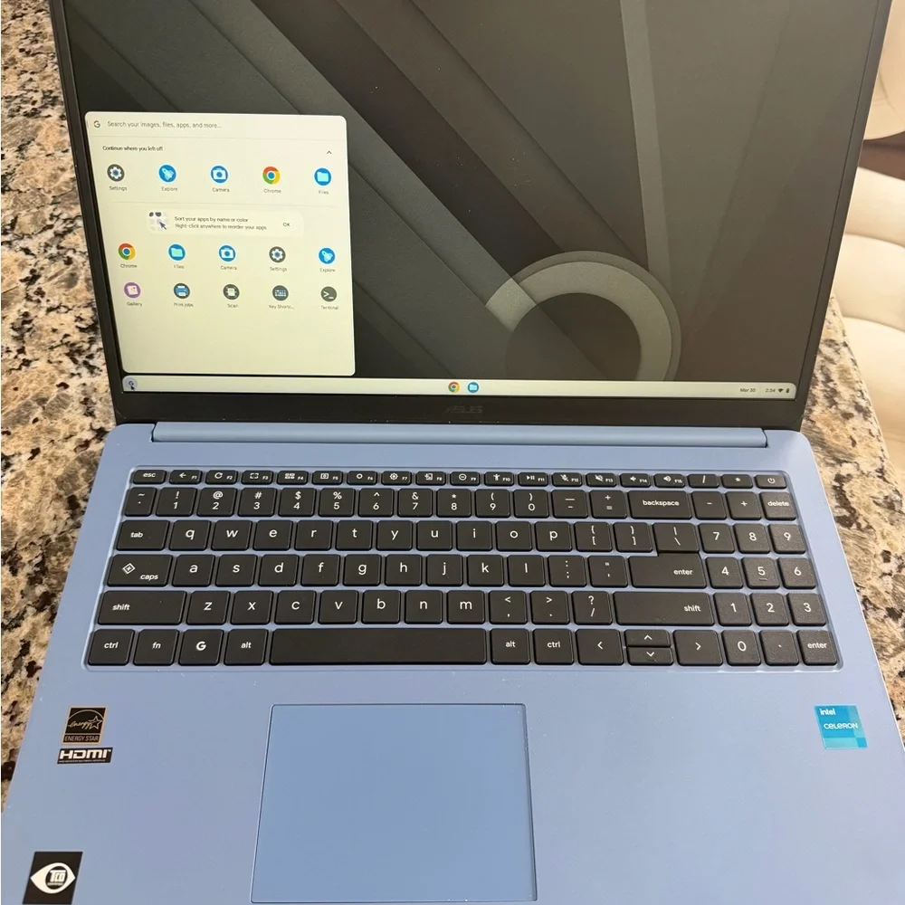 ASUS Light Blue Chromebook Laptop - Slim Top-Load Design